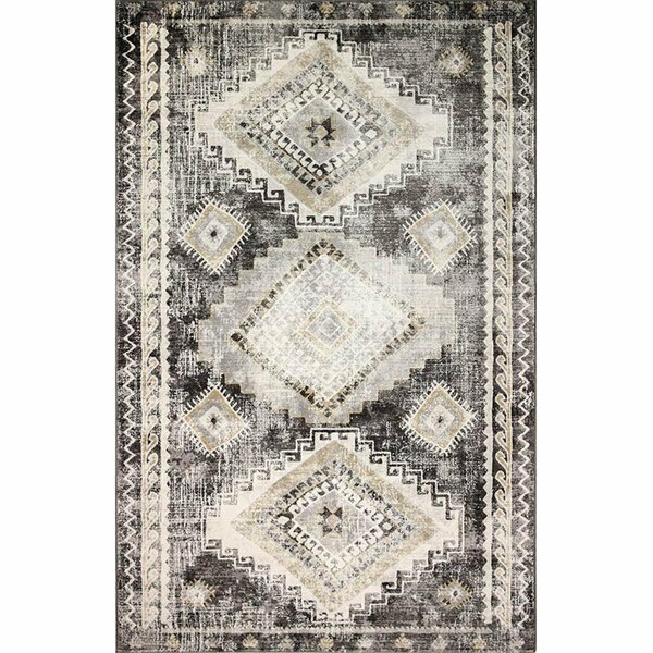 Bashian 3 ft. 6 in. x 5 ft. 6 in. Sierra Collection Transitional Polpropylene Power Loom Area Rug Charcoal S231-CHAR-4X6-SE1004